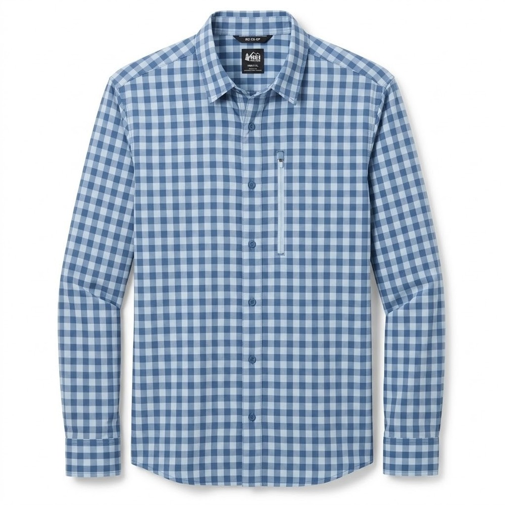 Alaskan Hardgear Duluth Men's XL Slim Fit Blue Gingham Plaid Long Sleeve Shirt